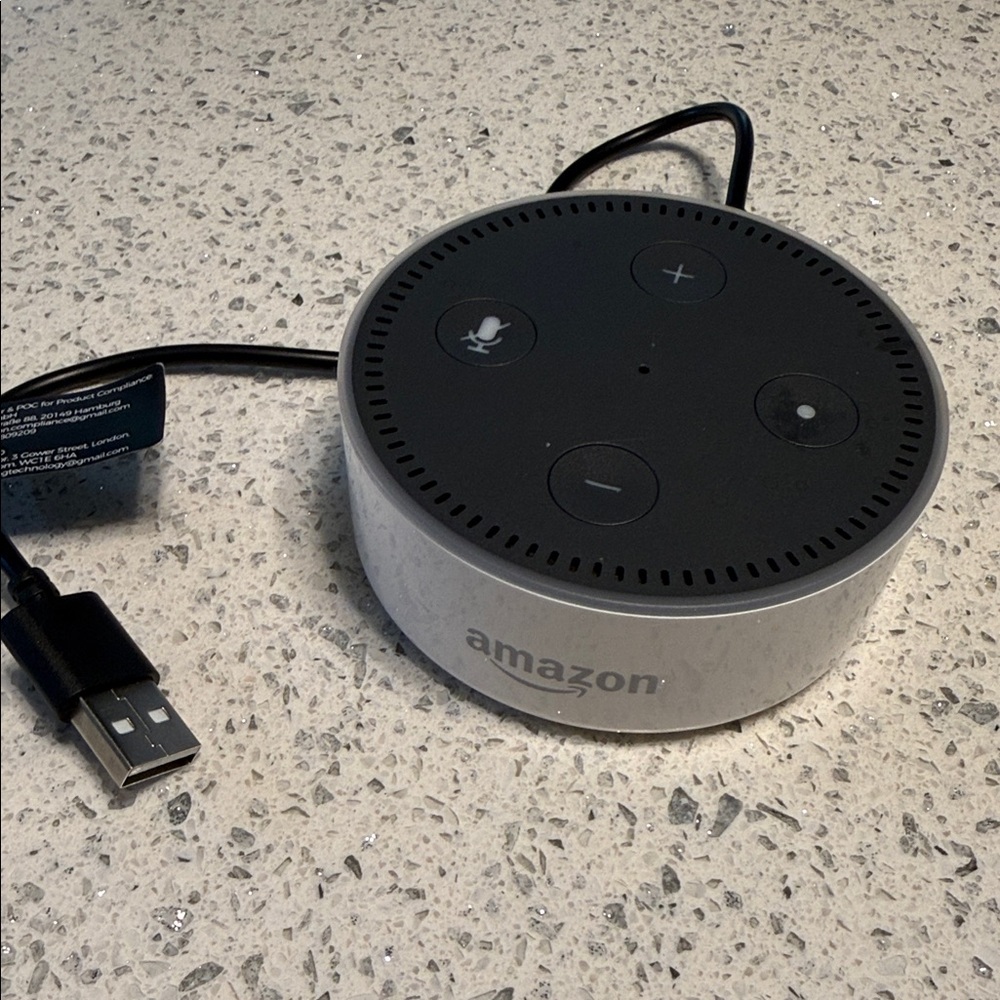 Amazon Alexa Echo Dot in Black and white
